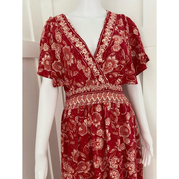 Angies Red Floral Printed Maxi Dress Bohemian Elegance for Spring* Size MED WD46 - Picture 11 of 14
